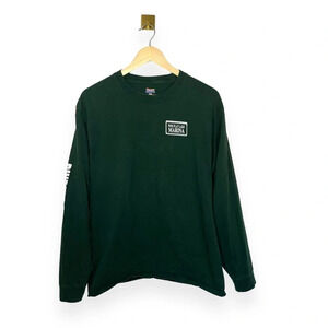 Hanes Beefy Men’s Long Sleeve Pine Flat Lake Tee in Green Size L